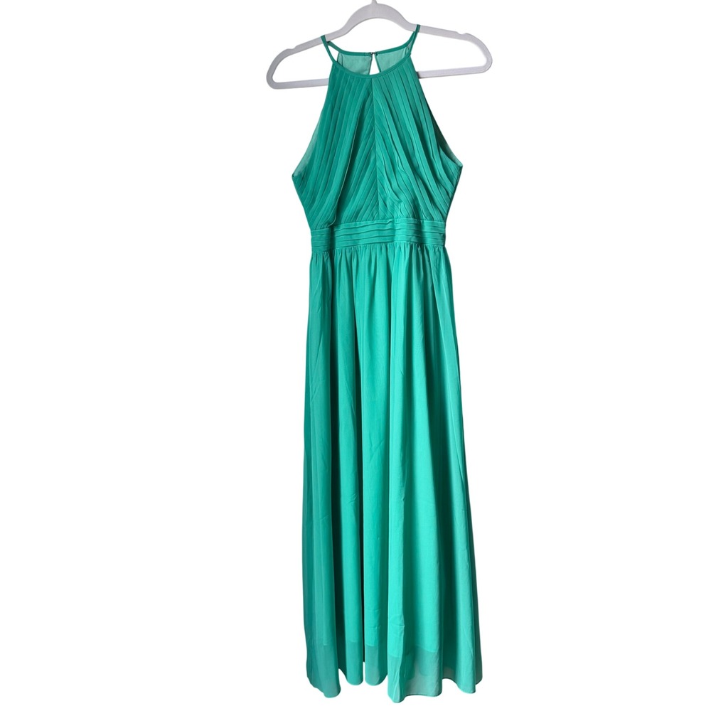 NEW‎ Bow Dream Girls Dress Green Maxi Halter Chiffon Open Back Pleated 16 NWT